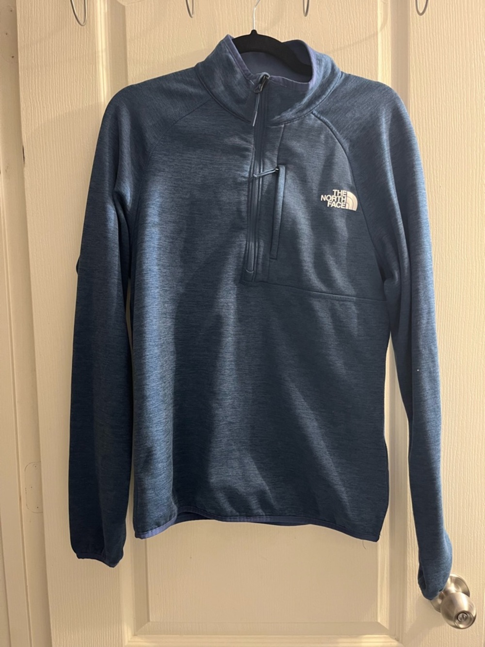 The North Face Men's Blue 1/4 Zip Pullover Long Sleeve Mock Neck S Polyester EUC